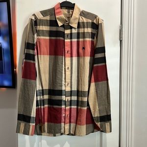 Mens Burberry plaid  button down shirt size small authentic